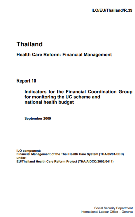 Report 10: Indicators for the financial coordination group for monitoring the UC scheme and national health budget